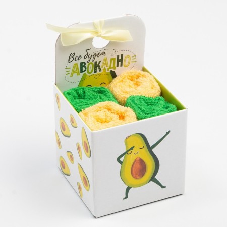 Set of terry towels “Everything will be avocadium” 30x30 cm - 4 pcs, 100% cotton 340 g/m2-4