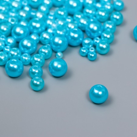Beads for creativity plastic "Round. Azure" d = 3-8 mm, set 10 grams-1