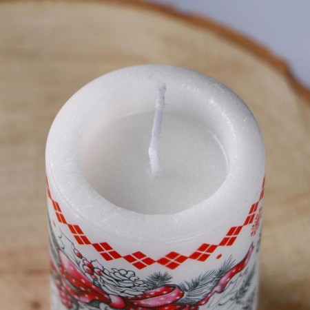 Candle-cylinder "Happy New Year! Bell ringing", 6x10 cm, 30 hours, 227 g, graphics-2