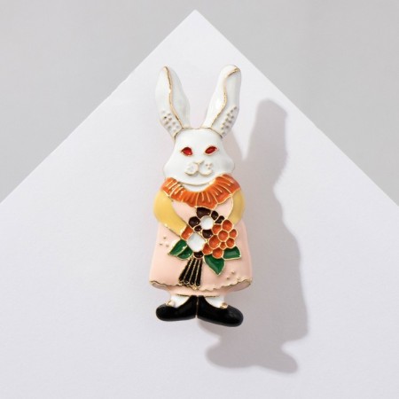 Icon "rabbit" with a bouquet, colored in gold-1