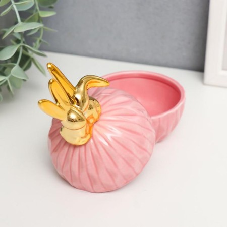 Coramics Coramics "Golden Bunnies" Pink 13x7.5x7.5 cm-1