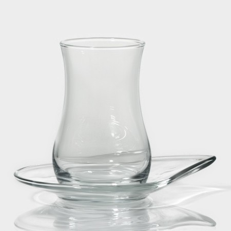 Glass tea set LAV "Eva", 12 items: glasses 160 ml (6 pcs), saucer 13.5 × 10.5 cm (6 pcs)-1