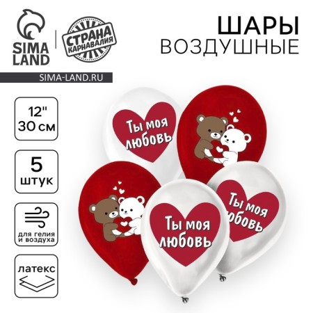 Shar Latex 12 “You are my love”, Bear, 5 pcs.