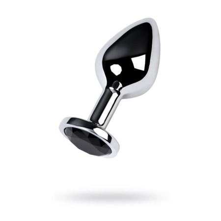 Anal plug with the Toyfa Metal rhinestone, silver, tourmaline, 8 cm, d = 3.4 cm