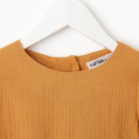 Children's dress with long sleeve KAFTAN "Muslin", size 28 (86 -92 cm) Mustard color-15