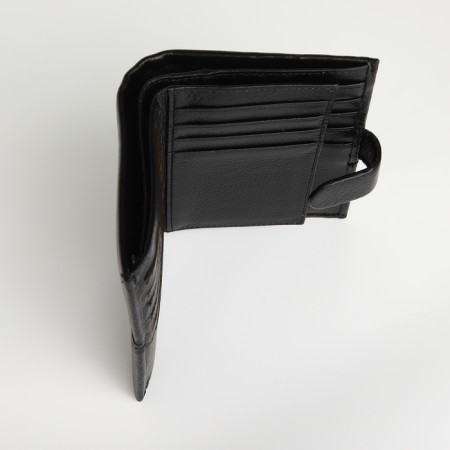 Male purse on the button, department for auto documents, black color-4