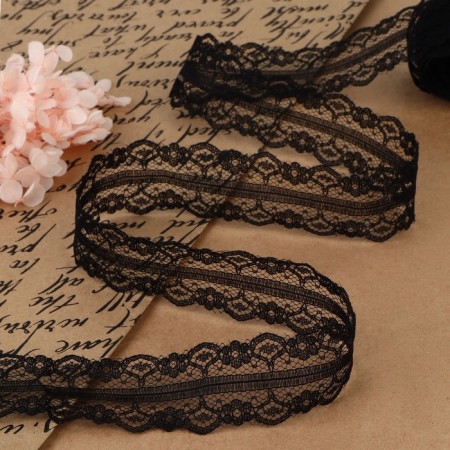 Capricon lace, 32 mm × 10 ± 1 m, black color