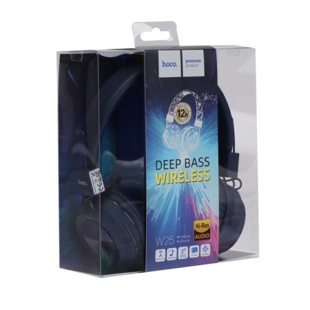 Hoco W25 headphones, wireless, overheads, BT5.0, 300 mAh, microphone, blue-9