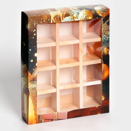 New Year. Box under 12 sweets "Miracles Time", 19 x 15 x 3.6 cm, confectionery packaging-1