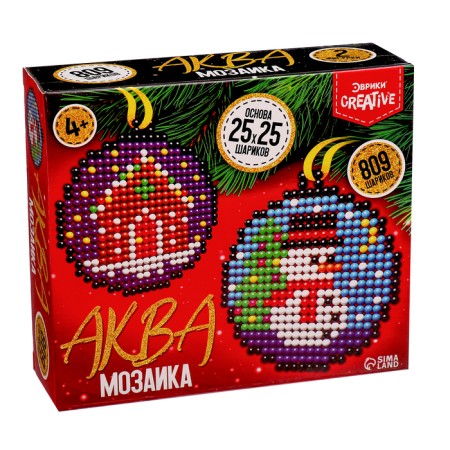 Aquamosaic "Balls with a house and a snowman", 2 figures, 809 balls-6