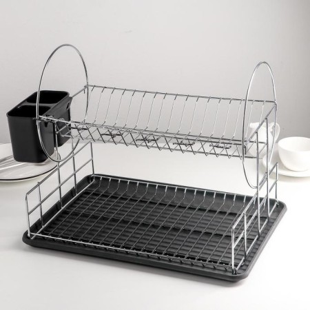 2-tier dishes dryer, 39 × 30 × 32.5, black color-1