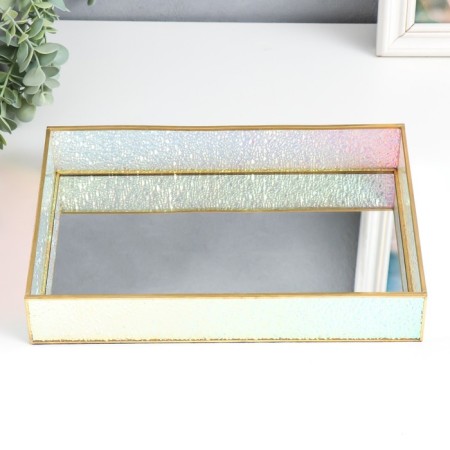 Standing interior glass with a mirror "Rectangle. Rainbow drops" 30x20x5 cm-1