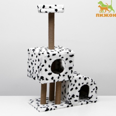 House for cats with a clamp "two -level", 72 x 37 x 110 cm, jute, Dalmatian