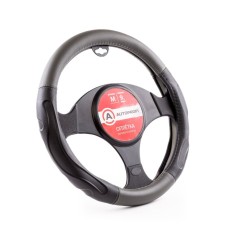 Autoprofi steering wheel, eco-leather steering, 9 cm girth, black/t. gray, size m, 37-39 cm
