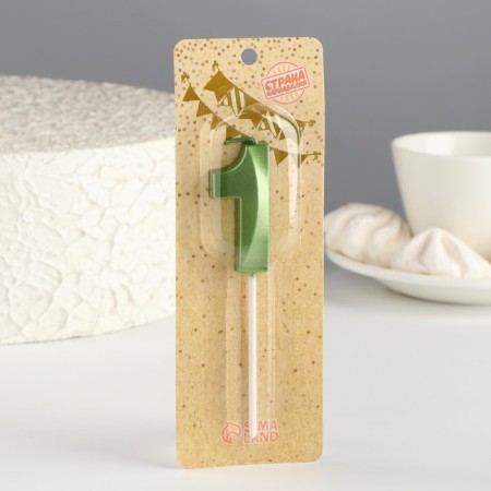 Candle in the cake on the skewer "Fine", the number "1", the emerald, 5 cm-4