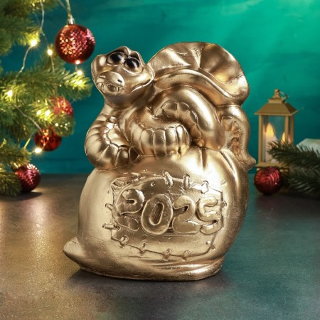 Piggy bank "Snake on the bag" gold, 23x16cm