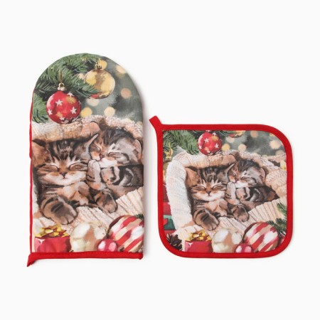New Year. Set of kitchen Ethel "Happy Together" mittens 15x28cm, severity 19x19cm, 100%HL-1