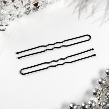 Hair hairpin "Classic" (set 10 pcs) 6 cm, black