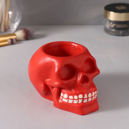 Interior item "Skull" 7*10cm red, white teeth-2