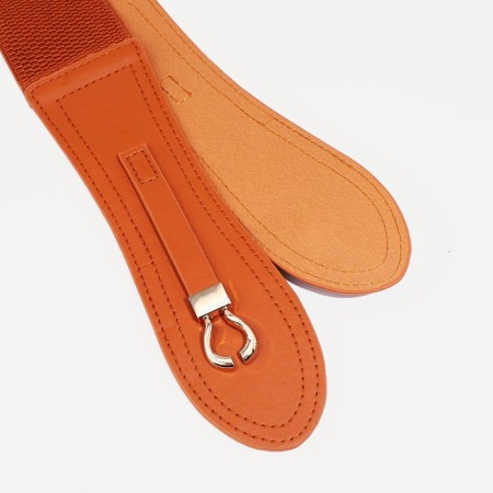 Women's belt, width 6 cm, elastic band, metal buckle, redhead red-2
