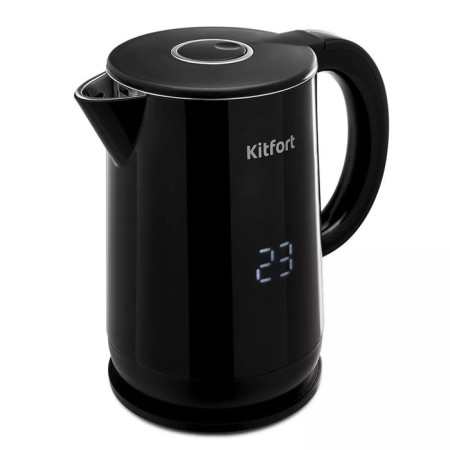 Electric KitFort KT-6173 kettle, plastic, Metal flask, 1.5 l, 2200 watts, black