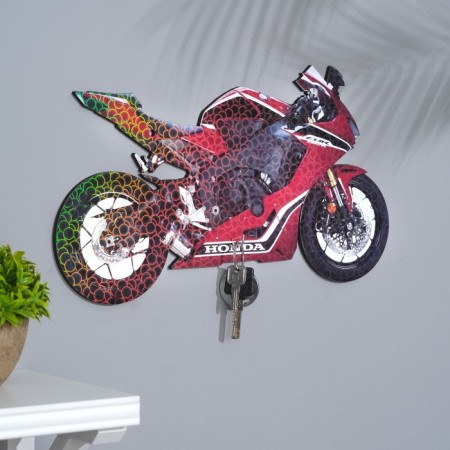 Key on the wall red motorcycle large, 40x22.5x0.5 cm