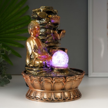Table Polystone Foundation 220V "Buddha at a cliff with bowls" 30x21x21 cm-1
