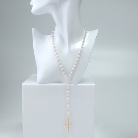 Pearl pearl "cross" color gold, 40cm-2