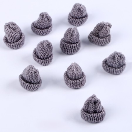 Knitted hat knitted, set 10 pcs., Gray color