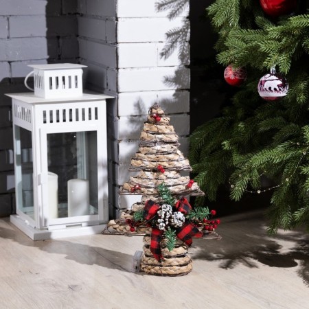 LED figure "Christmas tree with cones" 31 × 40 × 9 cm, textiles, metal, AAX2 batteries (not in the kit), glow warm white-1
