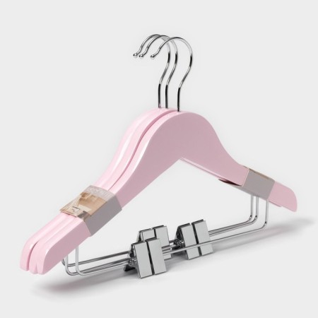 Shoulders - Ladoom hangers, 3 pcs, children, with clamps, 31.5 × 22 cm, pink color-5