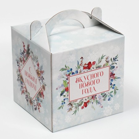 Confectionery box with a window, a chest, “Winter watercolor” 20 x 20 x 20 cm, New Year-4
