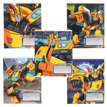 Notebook in a cage 12 sheets, 5 types of mix, cover covering cardboard, transformers-1