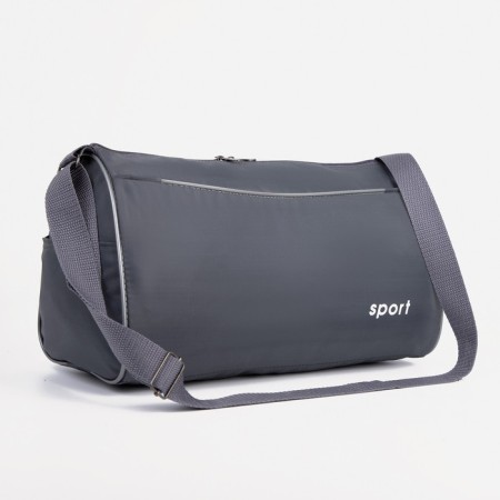 Sports bag on a zipper, adjustable belt, gray color