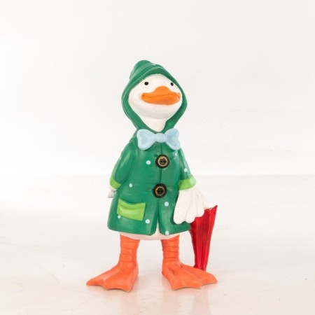 Garden figure "Duckling with an umbrella on the side" Green, 33x38x60cm-1