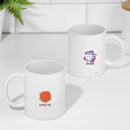 A set of mugs for two, sublimation "Cookies with milk", 2 circles, 320 ml-3