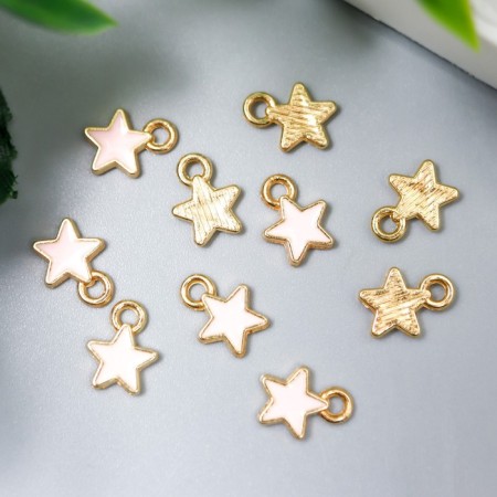 Decor for creativity Metal "Pink Star" enamel 0.8x0.6 cm-1