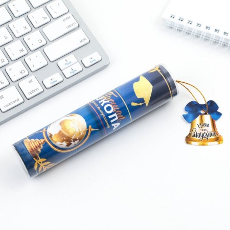 Ballpoint pen on graduation in the tube "Goodbye school" plastic, blue paste, 1.0 mm-5