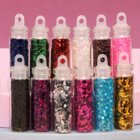 Sparkles for decor, large, set of 12 bottles, multi -colored