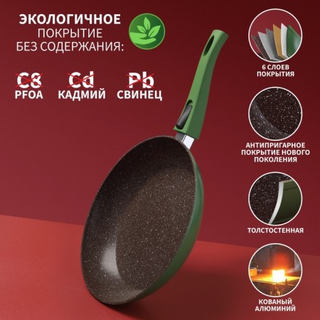 Forged pan Magistro Avocado, D = 28 cm, the removable handle of Soft-Touch, anti-stick coating, induction, color green-1