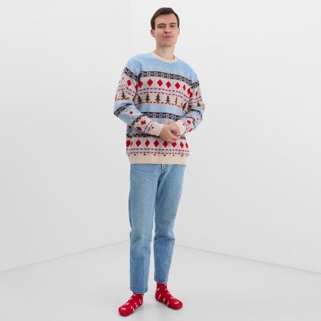 New Year. Knitted jumper KAFTAN Scandinavia size 56, blue-1