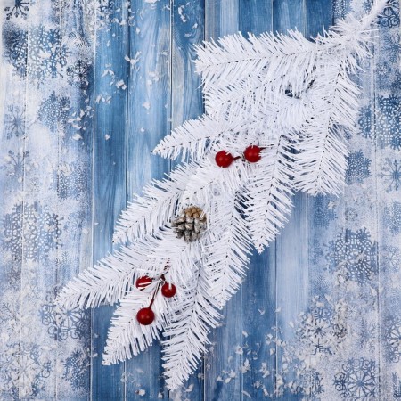 Branch artificial decorative "snow-white" cones silver-berry 60 cm