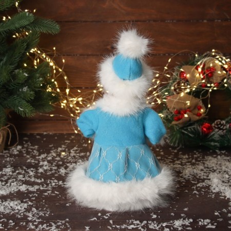 Snow Maiden "in a fluffy fur coat, with a flashlight" moves, with a backlight, 30x18 cm, blue-2