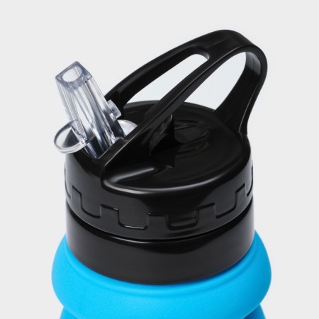 Water bottle folding shade "Stone", silicone, 530 ml, 7 × 21 cm, blue color-3