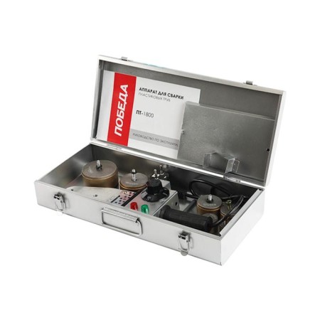 The device for welding plastic pipes "Victory" PT-1800, 1800 W, 20/25/32/40/50/63 mm, case-5