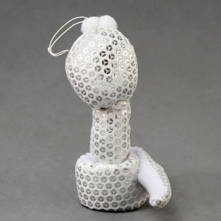 Soft toy "Snake" with sequins, on suspension, 13 cm, silver color-4