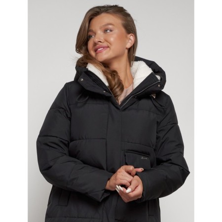 Coat insulated winter female, size 46, black color-8