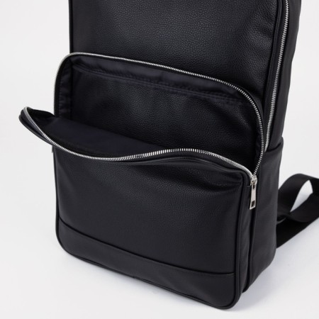 A backpack with a zipper, "saxi", outer pocket, black color-5