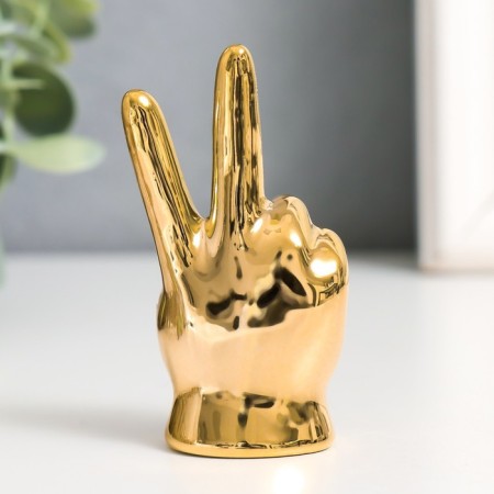 Souvenir Ceramics "Hand - Peace" Gold 4x2.7x7.5 cm-2