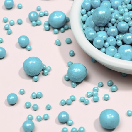 Sprinking confectionery with a soft center "Pearls", turquoise, 50 g-2